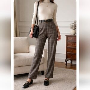 Vintage Eugen Klein Plaid Trousers Brown Blue Academia Chic 8/10